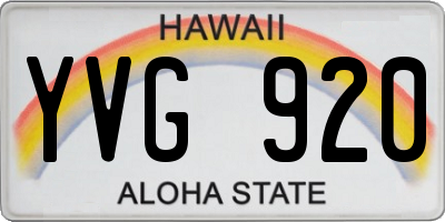 HI license plate YVG920