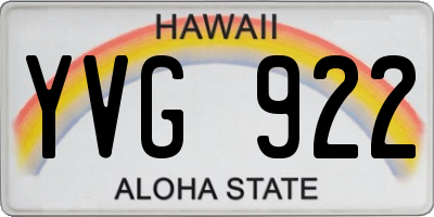 HI license plate YVG922