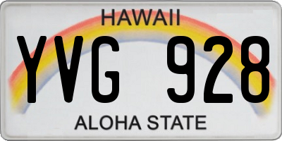 HI license plate YVG928