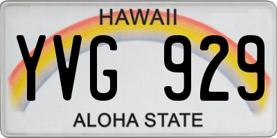 HI license plate YVG929