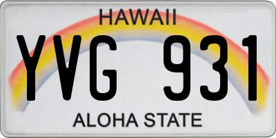 HI license plate YVG931