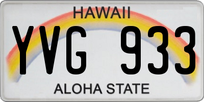 HI license plate YVG933
