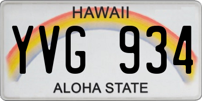 HI license plate YVG934