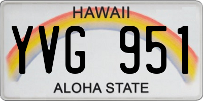 HI license plate YVG951