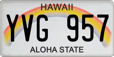 HI license plate YVG957