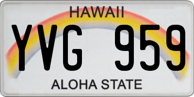 HI license plate YVG959