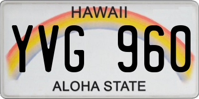 HI license plate YVG960
