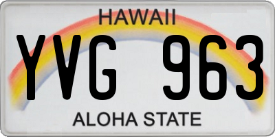 HI license plate YVG963
