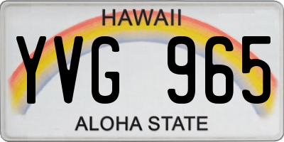 HI license plate YVG965