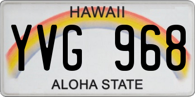HI license plate YVG968