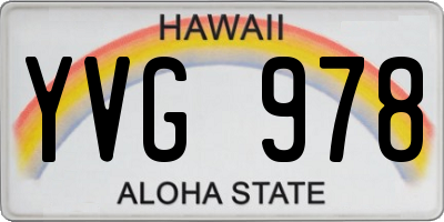 HI license plate YVG978