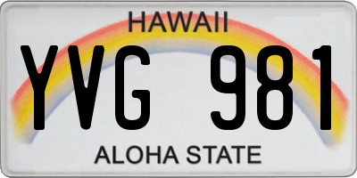 HI license plate YVG981