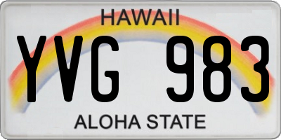 HI license plate YVG983
