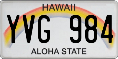 HI license plate YVG984