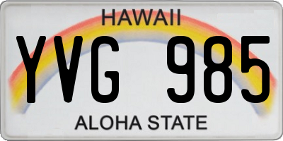 HI license plate YVG985
