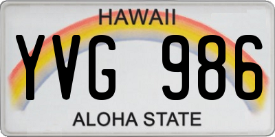 HI license plate YVG986