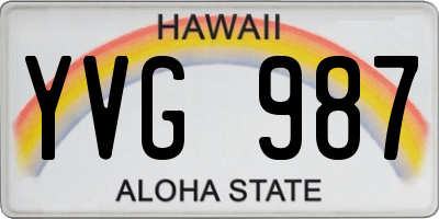 HI license plate YVG987