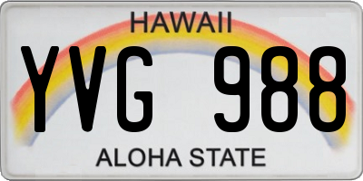 HI license plate YVG988