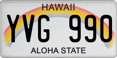 HI license plate YVG990