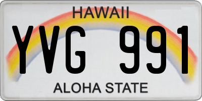 HI license plate YVG991