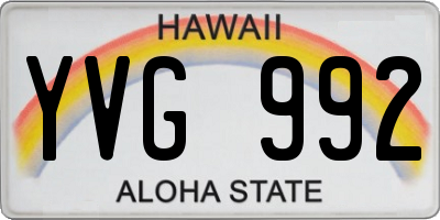 HI license plate YVG992