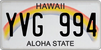 HI license plate YVG994