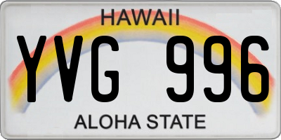 HI license plate YVG996