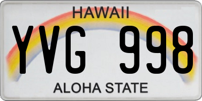 HI license plate YVG998
