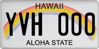 HI license plate YVH000