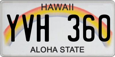 HI license plate YVH360