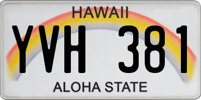 HI license plate YVH381