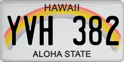 HI license plate YVH382