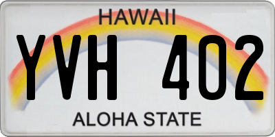 HI license plate YVH402