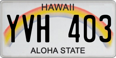 HI license plate YVH403