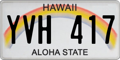 HI license plate YVH417