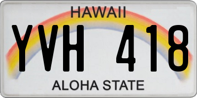 HI license plate YVH418