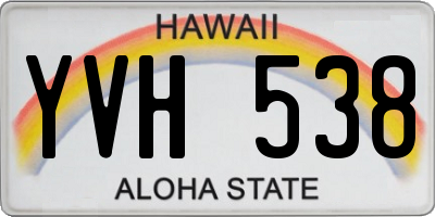 HI license plate YVH538