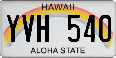 HI license plate YVH540