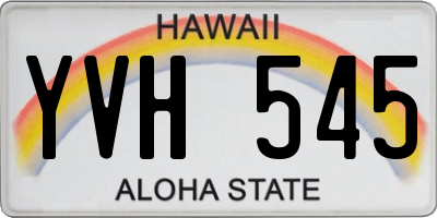 HI license plate YVH545