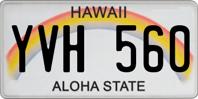 HI license plate YVH560
