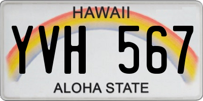 HI license plate YVH567