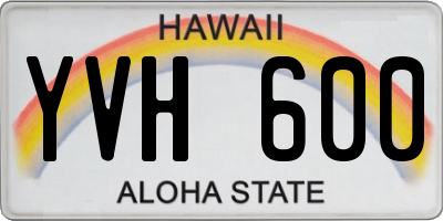 HI license plate YVH600