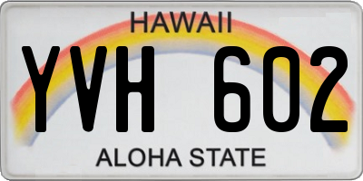 HI license plate YVH602