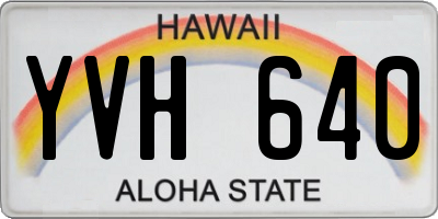 HI license plate YVH640