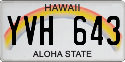 HI license plate YVH643