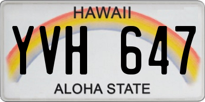 HI license plate YVH647