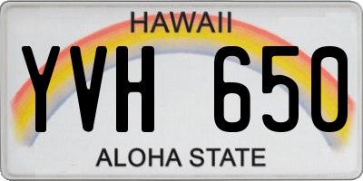 HI license plate YVH650