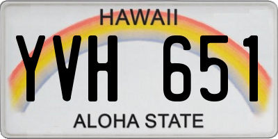 HI license plate YVH651
