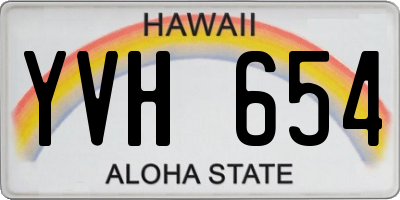 HI license plate YVH654
