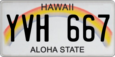 HI license plate YVH667